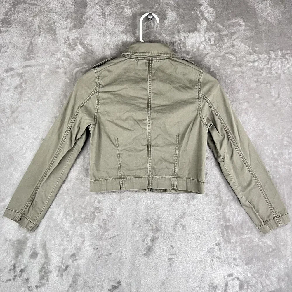 The Children’s Place Girls 10/12 Olive Military Jacket Embellished Cropped Y2K